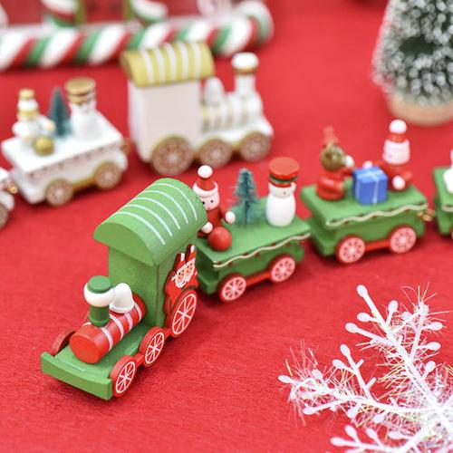 圣诞木质小火车摆件汽车儿童圣诞礼物礼品圣诞节装饰品桌面摆件